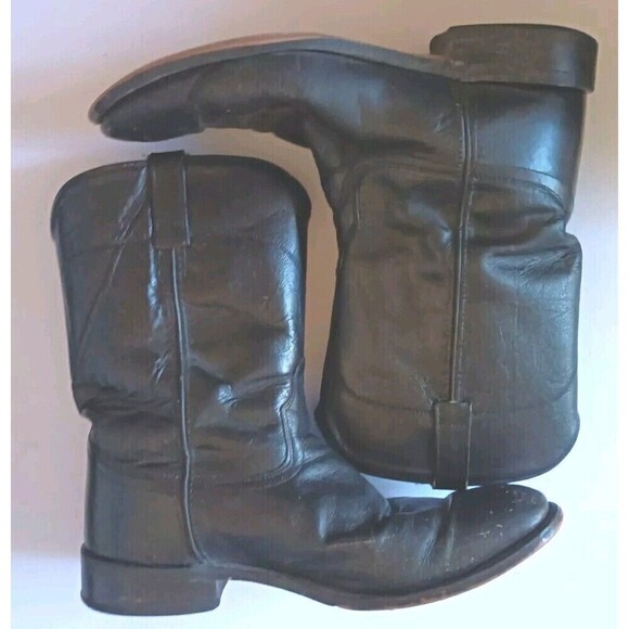 Old West Men's Boots SRM4010 Leather Black 11D Pull On Western Cowboy Giddy Up - Picture 1 of 13